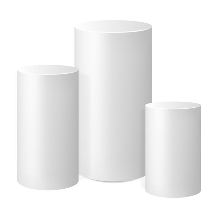 Cylinder Pedestal Stands (Set of 3) -- White