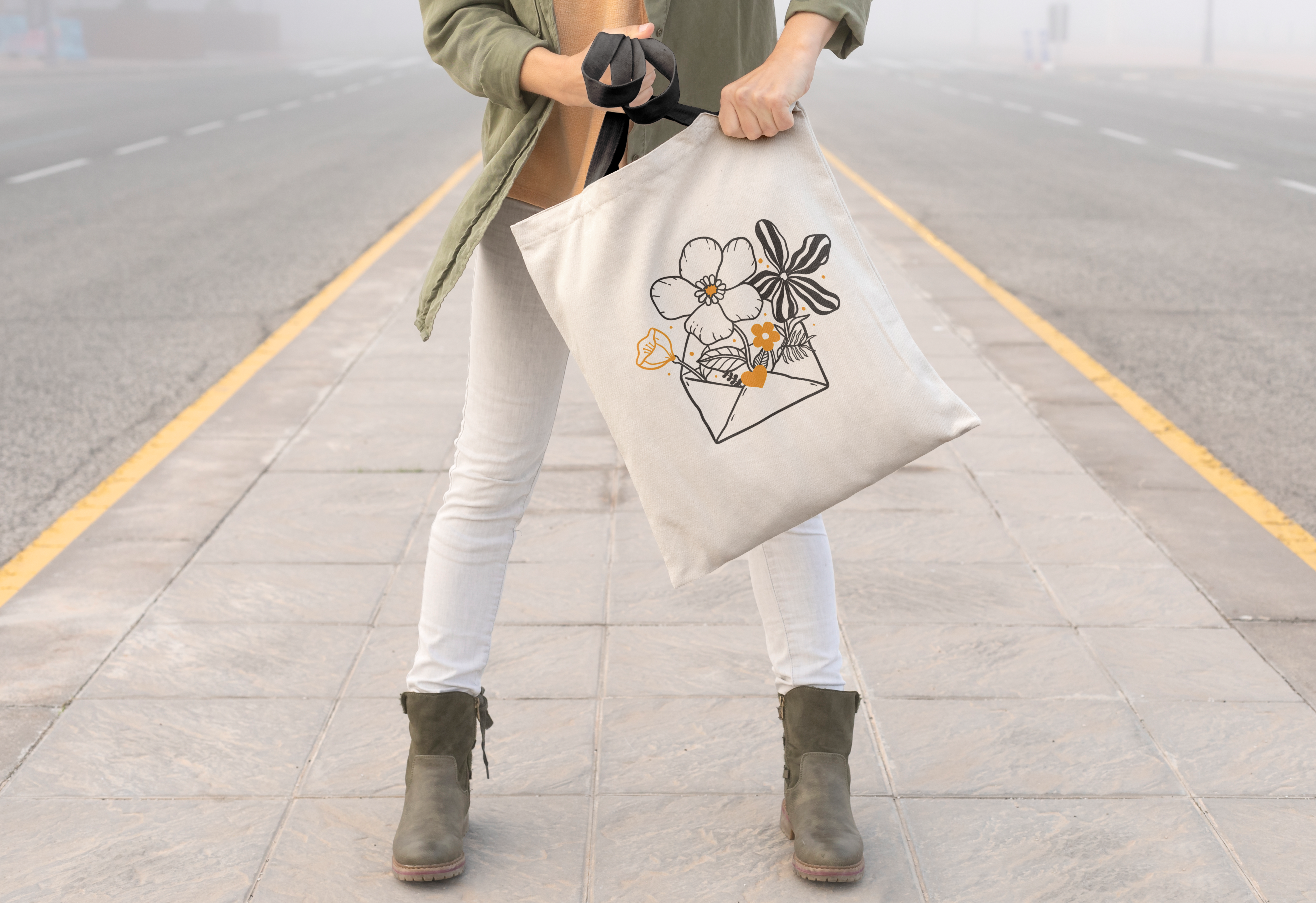 Floral Envelope Tote Bag